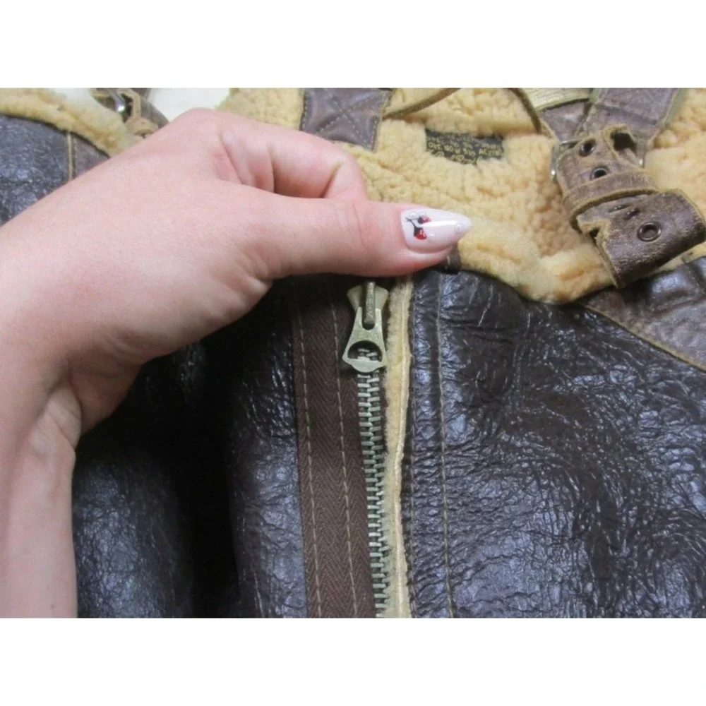 Vintage 1940s WWII Bomber Crew B-1 USAAF Flight Pants Trousers Leather Sheepskin